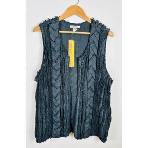 Prairie Underground Large Green Chenille Vest Jacket Organic Cotton & Hemp - NEW